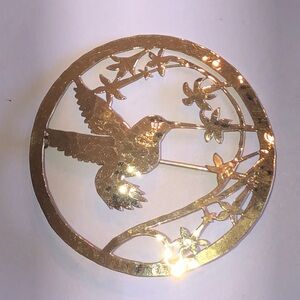 Wild Bryde Vintage Gold Tone Cutout Hummingbird Brooch